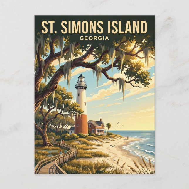 Cartão Postal Ilha de St. Simons EUA (Frente)