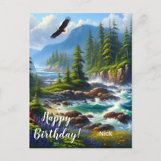 Cartão Postal Ilha de Vancouver Arte da Natureza Feliz Aniversár (Frente)