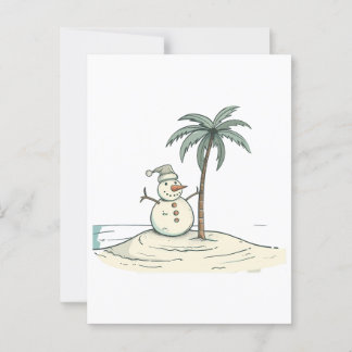 Cartão Postal Ilha de Vibe Tropical Beach Snowman