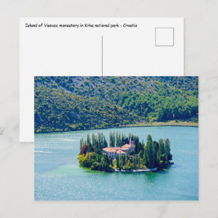 Cartão Postal Ilha do mosteiro de Visovac no PN de Krka - Croáci