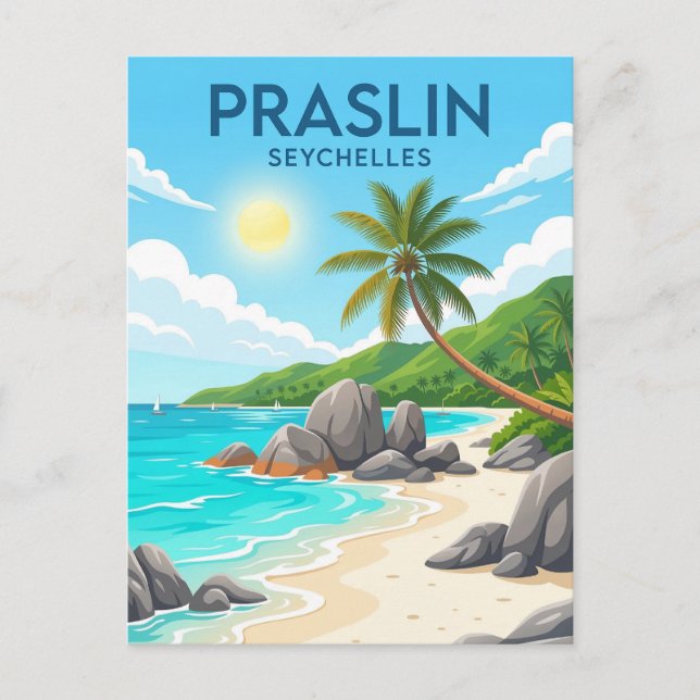 Cartão Postal Ilha do Príncipe, Anse Volbert, Praslin (Frente)