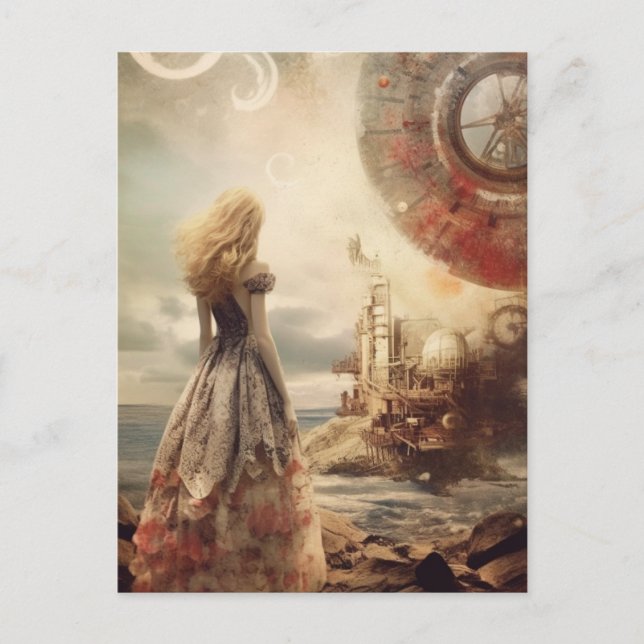 Cartão Postal Ilha Espacial em Outro Planeta (Frente)