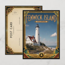 Ilha Fenwick Delaware Arte Deco Vintage Dourado
