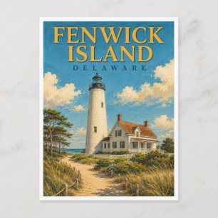 Cartão Postal Ilha Fenwick Delaware Farol GeoSaga
