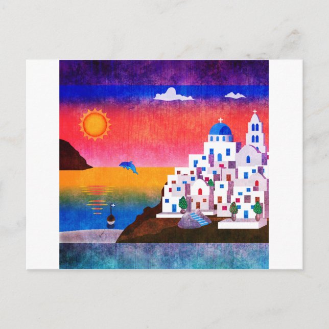 Cartão Postal Ilha Grega Fantástica (Frente)