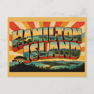 Cartão Postal Ilha Hamilton Queensland Arte de Viagem Vintage
