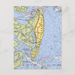 Cartão Postal Ilha Jekyll Geórgia Mapa Antigo