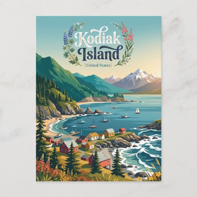 Cartão Postal Ilha Kodiak Alasca (Frente)