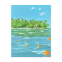 Ilha Laranja - Paisagem Marítima em Estilo Pintura
