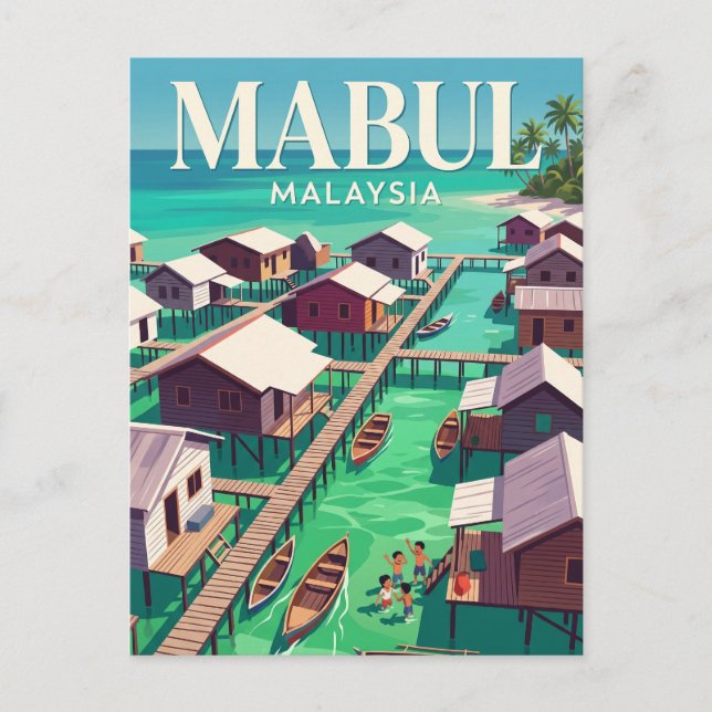 Cartão Postal Ilha Mabul Malásia (Frente)