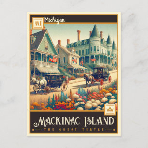 Cartão Postal Ilha Mackinac, Michigan   Vintage