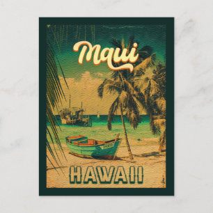 Cartão Postal Ilha Maui Hawaii Retro Palm Trees 60s Souvenirs
