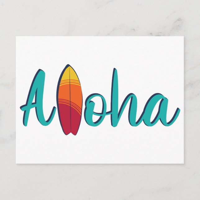 Cartão Postal Ilha Moderna Colorida Aloha Simples  (Frente)