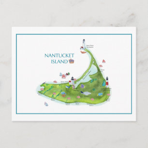 Cartão Postal Ilha Nantucket Pintada à Mão