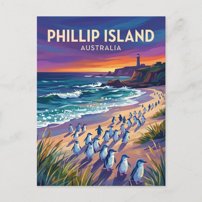 Cartão Postal Ilha Phillip Austrália (Frente)
