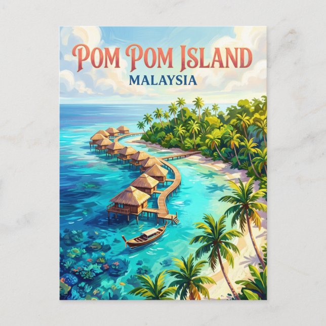 Cartão Postal Ilha Pom Pom Malásia (Frente)