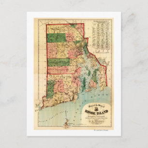 Cartão Postal Ilha RhodeIlhaPanorâmica MapRhode