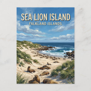Cartão Postal Ilha Sea Lion Ilhas Falkland