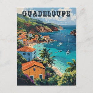 Cartão Postal Ilha Serene Guadeloupe Watercolor