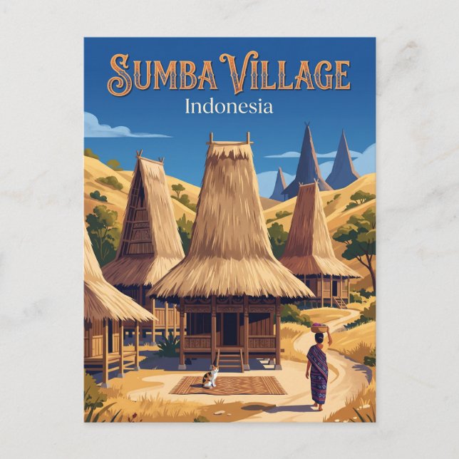 Cartão Postal Ilha Sumba Indonésia (Frente)