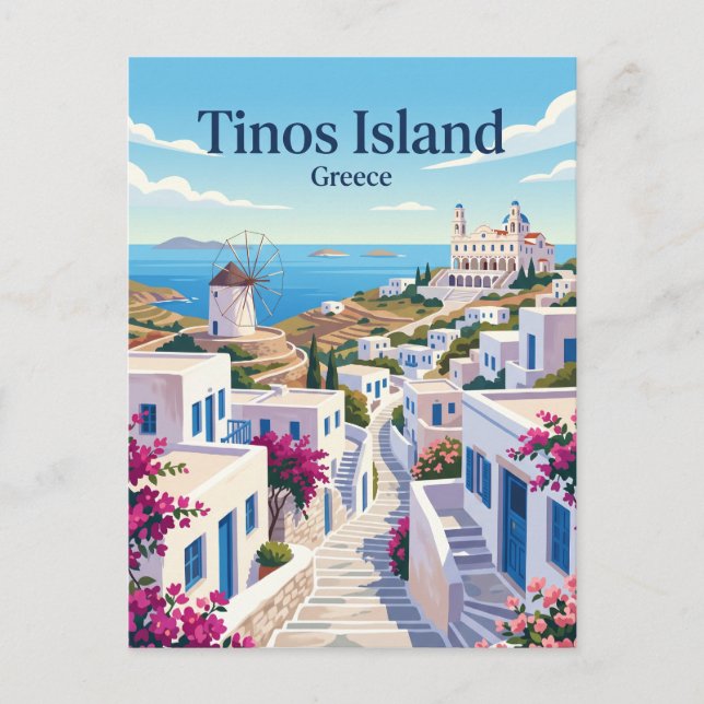 Cartão Postal Ilha Tinos Grécia (Frente)
