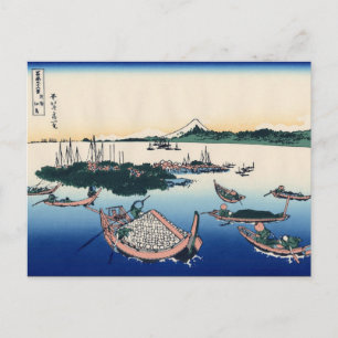 Cartão Postal Ilha Tsukuda na província de Musashi (por Hokusai