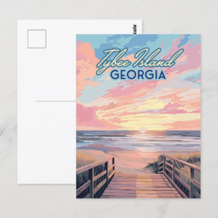 Cartão Postal Ilha Tybee Georgia Sunrise Beach Savannah
