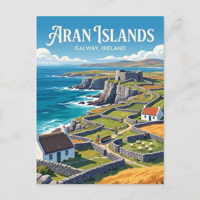 Cartão Postal Ilhas Aran Irlanda (Frente)