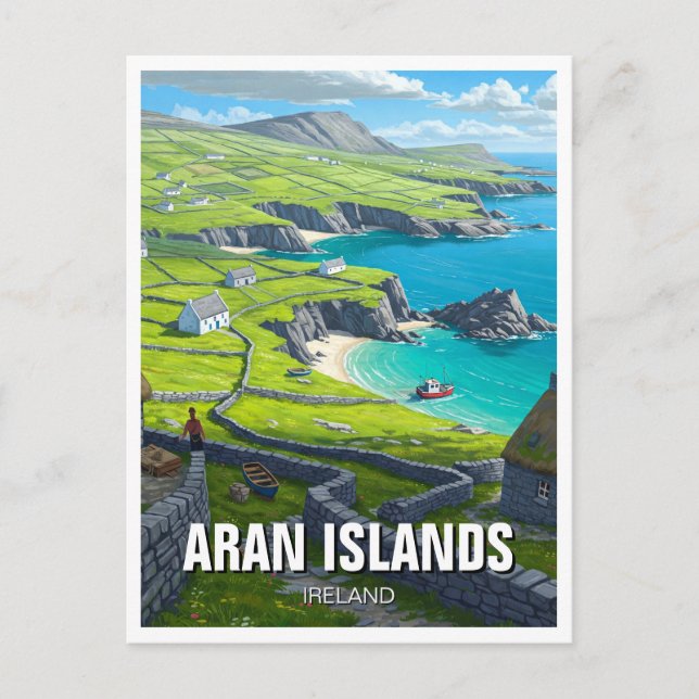 Cartão Postal Ilhas Aran Irlanda Viagem (Frente)