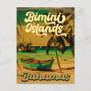Cartão Postal Ilhas Bimini Bahamas 60s Retro Vintage Souvenirs