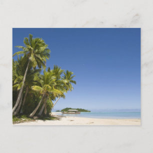 Cartão Postal Ilhas Cook, Aitutaki. Tour de canoa polinésia para