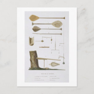 Cartão Postal Ilhas da sociedade: pangas, anzóis de pesca e outr