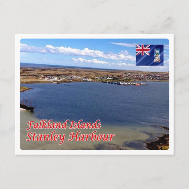 Cartão Postal Ilhas Falkland - Stanley. (Frente)