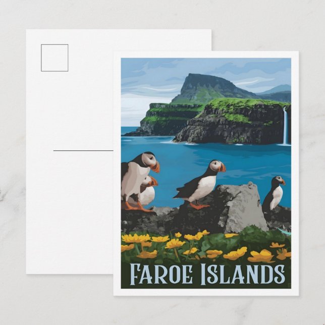 Cartão Postal Ilhas Farao Viagens Antigas  (Frente/Verso)