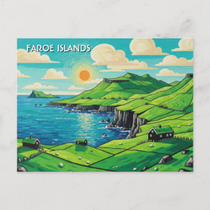 Cartão Postal Ilhas Faroé Viagem Dinamarca