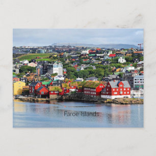 Cartão Postal Ilhas Faroé, vista panorâmica de Torshavn