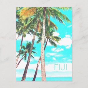 Cartão Postal Ilhas Fiji - viagem de palmeiras tropicais de coco