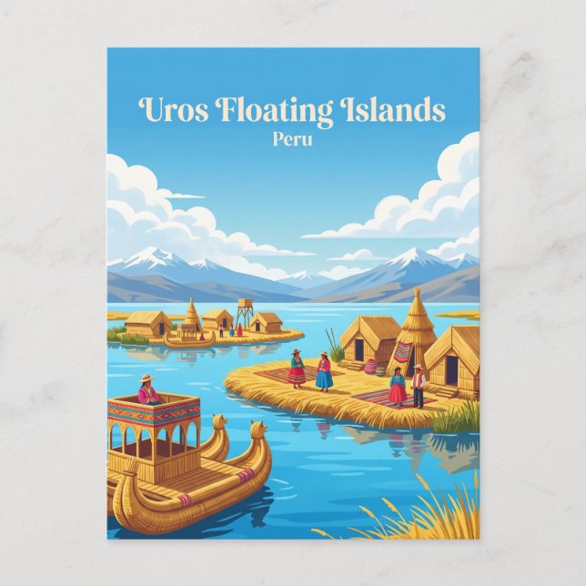 Cartão Postal Ilhas Flutuantes Uros Peru (Frente)