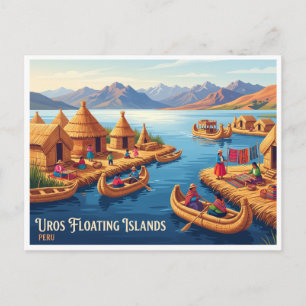 Cartão Postal Ilhas Flutuantes Uros Puno Peru