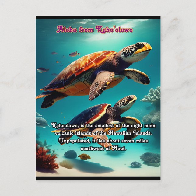 Cartão Postal Ilhas Havaianas Kahoolawe Aloha (Frente)