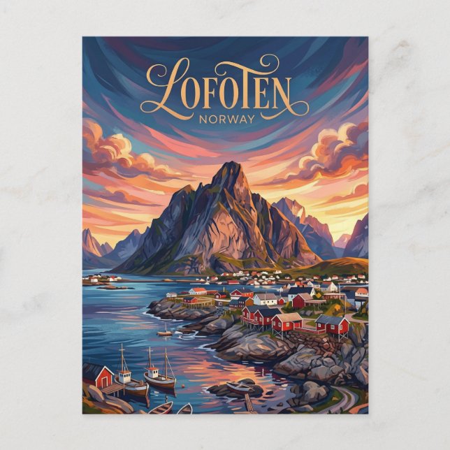 Cartão Postal Ilhas Lofoten Noruega (Frente)