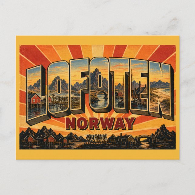 Cartão Postal Ilhas Lofoten Noruega (Frente)