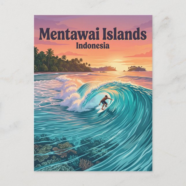 Cartão Postal Ilhas Mentawai Indonésia (Frente)