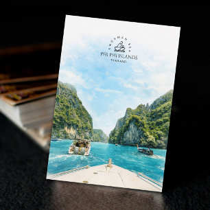 Cartão Postal Ilhas Phi Phi, Tailândia   Lembrança em Aquarela