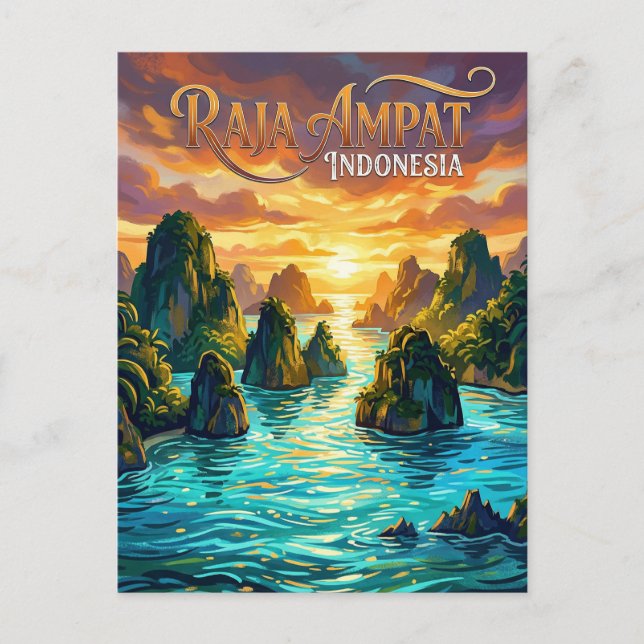 Cartão Postal Ilhas Raja Ampat Indonésia (Frente)