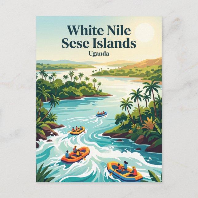 Cartão Postal Ilhas Sese do Nilo Branco Uganda (Frente)