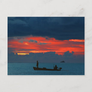 Cartão Postal Ilhas Sun Maldivas Belíssimos Sunset E Boat