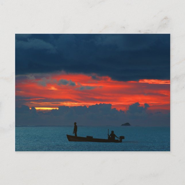 Cartão Postal Ilhas Sun Maldivas Belíssimos Sunset E Boat (Frente)