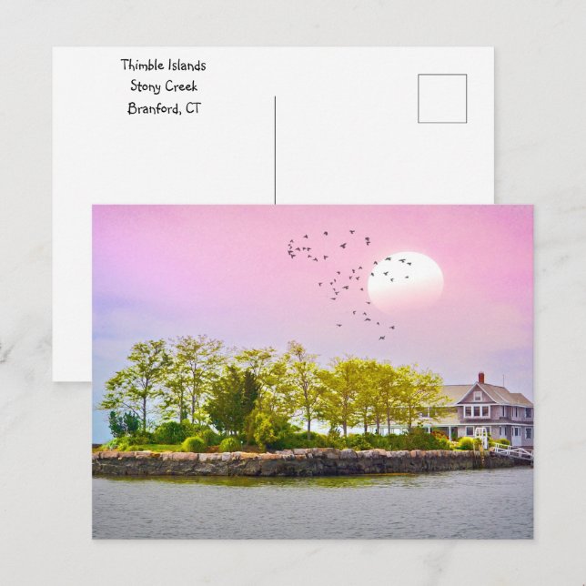 Cartão Postal Ilhas Thimble ao pôr do sol (Frente/Verso)
