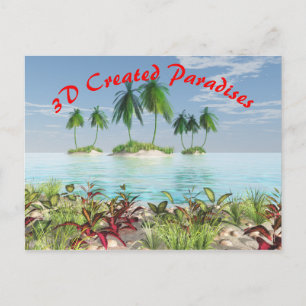 Cartão Postal Ilhas Tropicais de Palm de Praia de Praia 3D